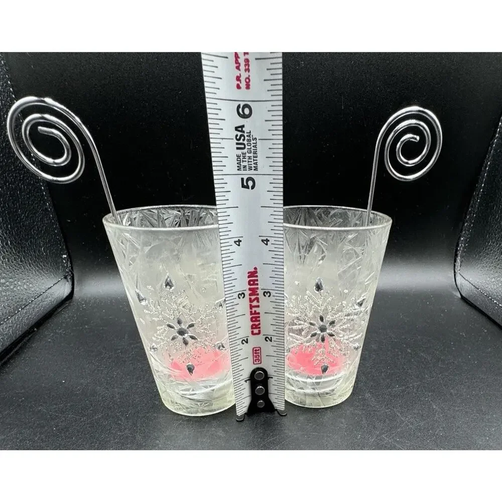 FROSTED Snowflake TEALIGHT CANDLE HOLDER WHITE GLASS 2 PIECE SET -A96